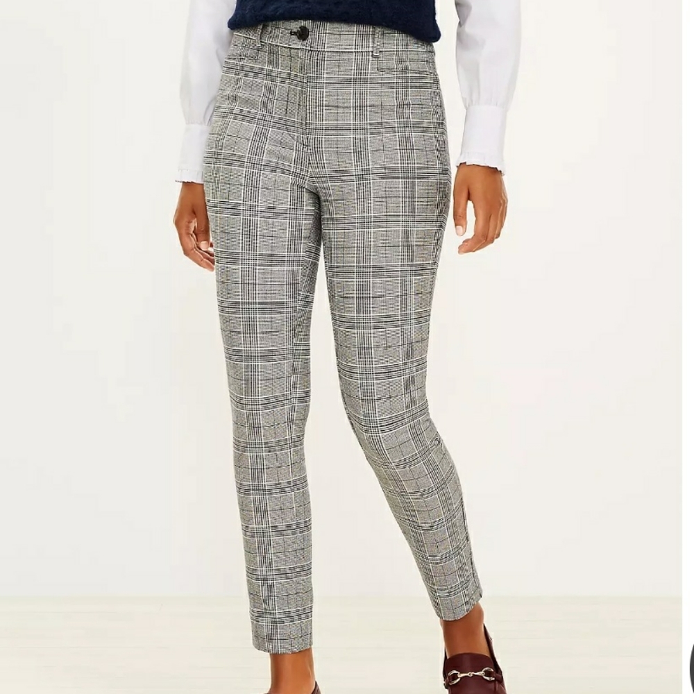 LOFT Gray Plaid Skinny Pants
